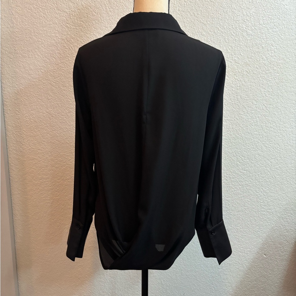 Gracia Black Blouse with Faux Leather & Twist Hem Details - Picture 6 of 10